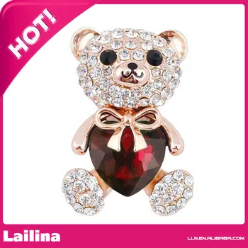 

Elements Gold Tone Teddy Bear Fashion Crystal Brooch Pin
