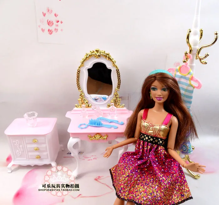 New Princess Dresser Chair Table Set Dollhouse Furniture for font b barbie b font Kurhn font
