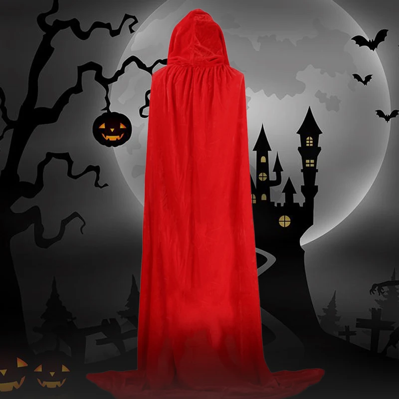 Мантия на Хэллоуин плащ с капюшоном вельветовое пальто Wicca Robe вампирская накидка