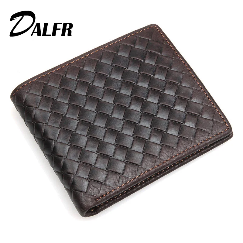 DALFR Genuine Leather Mens font b Wallets b font Card Holder Money Purse for Men Solid