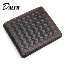 DALFR Genuine Leather Mens Wallets Card Holder Money Purse for Men Solid Fashion Style Male Short Wallet