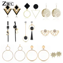 ZWC простые корейские летние массивные Висячие серьги для женщин модные ювелирные изделия металлические геометрические золотые Висячие висячие серьги