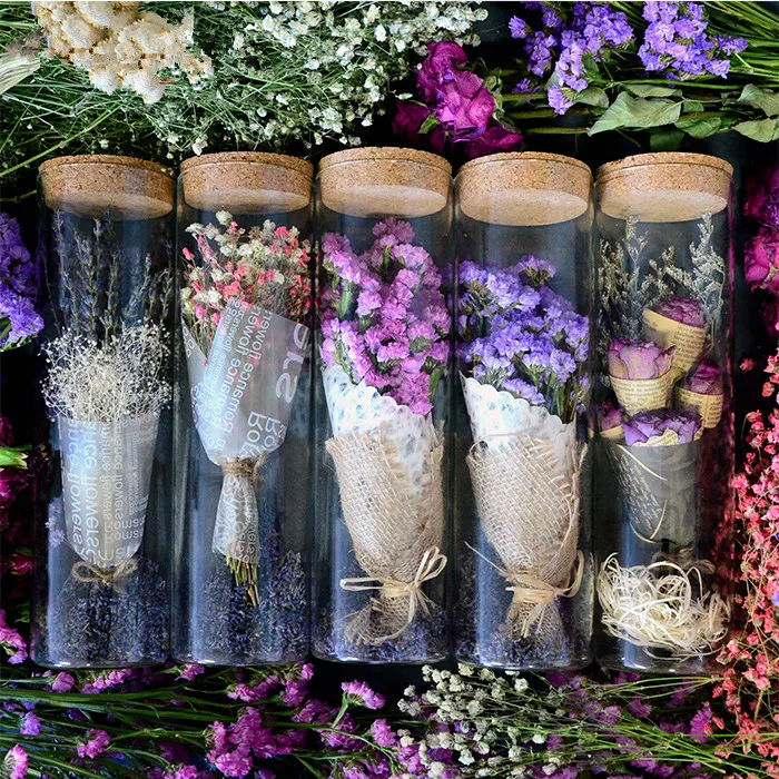 Buy Natural Dried flower +Glass bottle purple myosotis