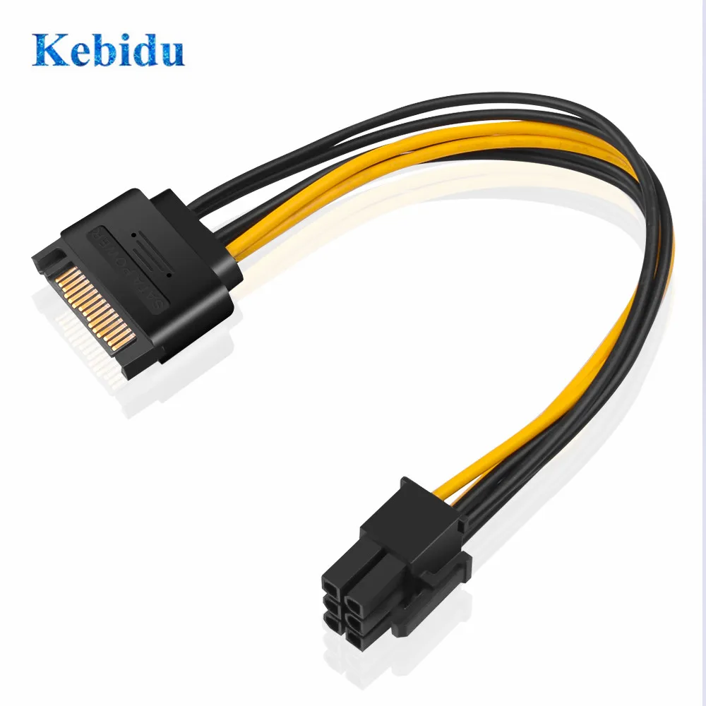

kebidu SATA Power Cable 15 Pin To 6 Pin PCI EXPRESS PCI-E Sata Graphics Converter Adapter Video Card Power Cable cord