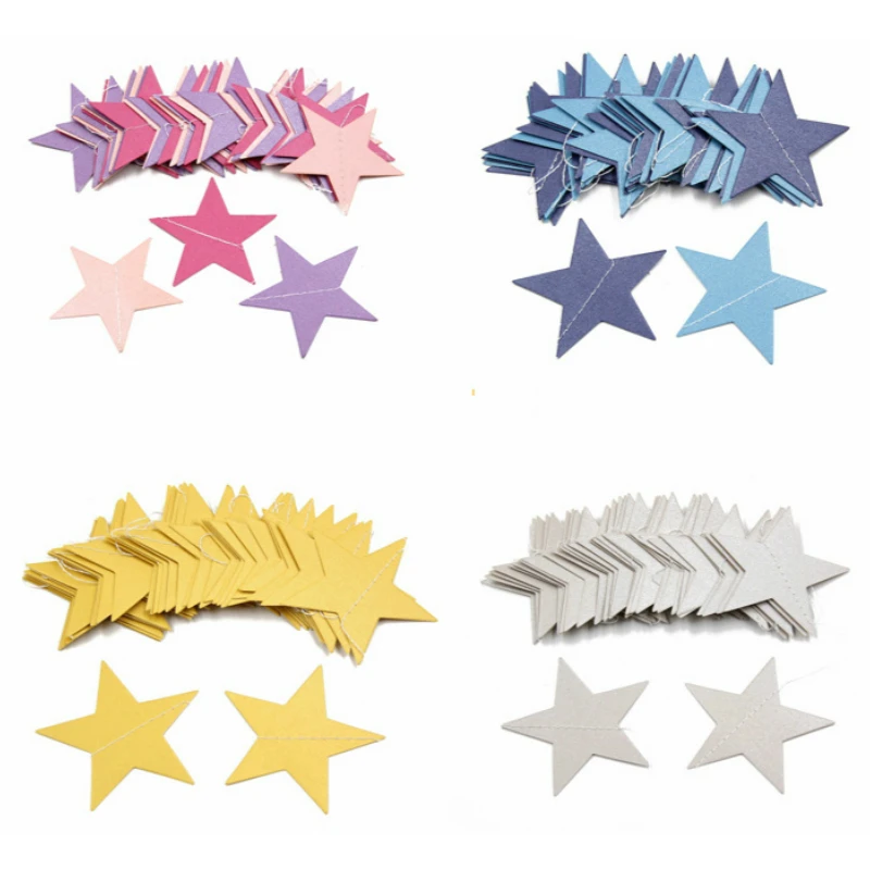 

1Set 4m Paper Star Flag Banner Garlands Birthday Hanging Ornaments Baby Shower Banner Curtain Wedding Party Decoration Supplies