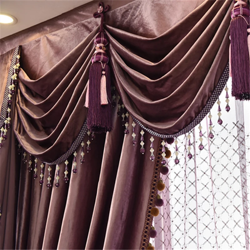 Европейский итальянский фланелевый фиолетовый занавес s для спальни сплошной цвет бархат балдахин занавес ткань окна гостиной готовой