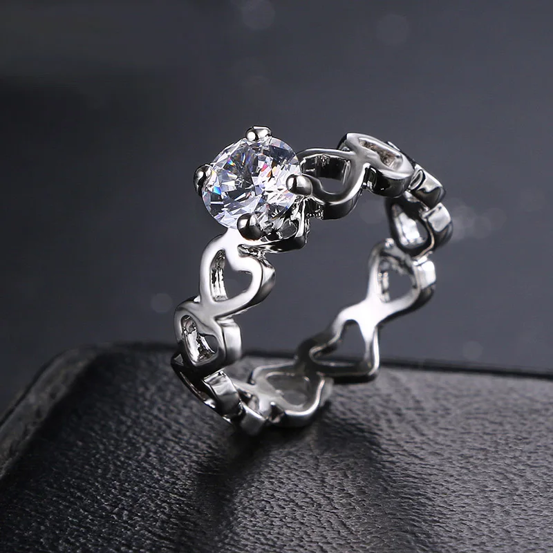 Модное кольцо цвета розового золота в форме сердца с фианитом 1 карат|engagement