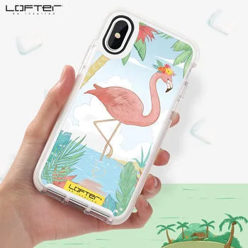 かわいい漫画フラミンゴ電話ケースソフト TPU シリコンバックカバーケース iphone XS 最大耐衝撃 Coque 抗秋