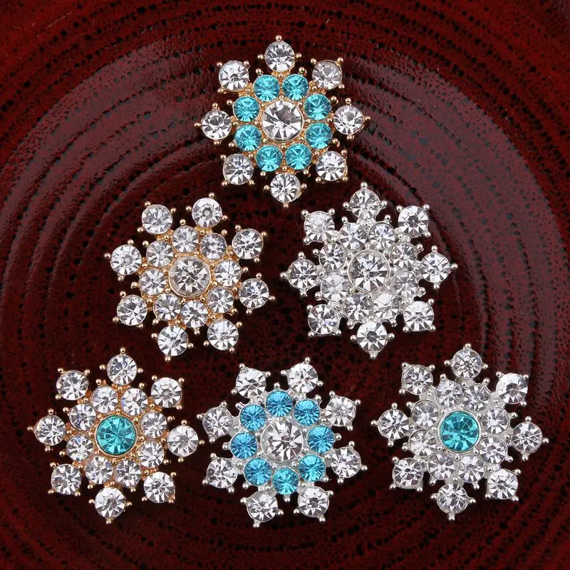 

30PCS 25MM Bling Metal Rhinestone Buttons Ornaments Clear Alloy Mixed Colors Crystal Flatback Buttons for Girls Hair Accessories