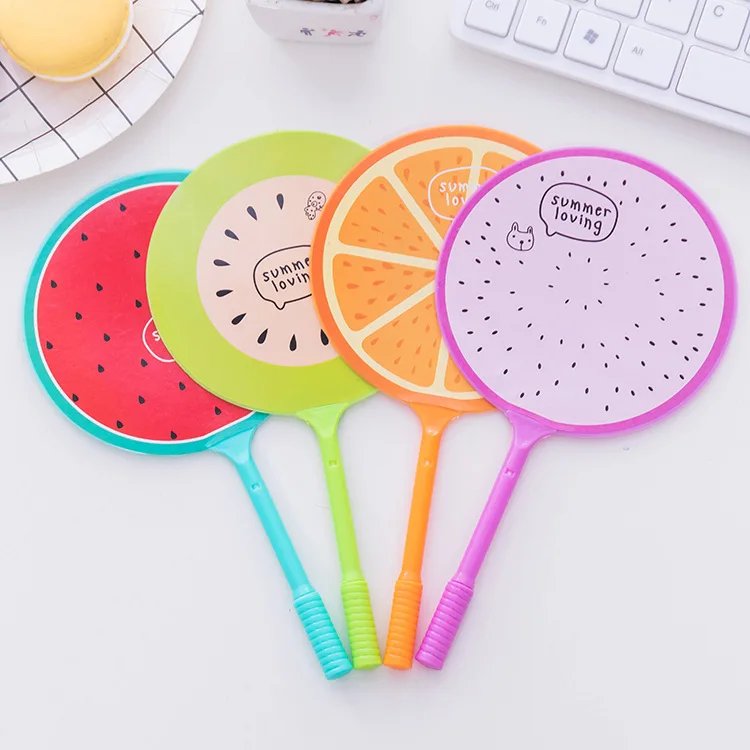 

2 pcs/lot Fruit Fan shape Ballpoint Pen Cute Unicorn Ball Pens For Kids gift school Writing supplies escolar