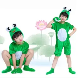 Детская одежда с короткими рукавами для выступлений, костюмы унисекс для костюмированной вечеринки с изображением лягушки из мультфильма