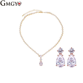 

GMGYQ European And American Fashion Cubic Zirconia Jewelry Sets For Women Fashion Jewelry Wedding Necklace Set Accessories Women