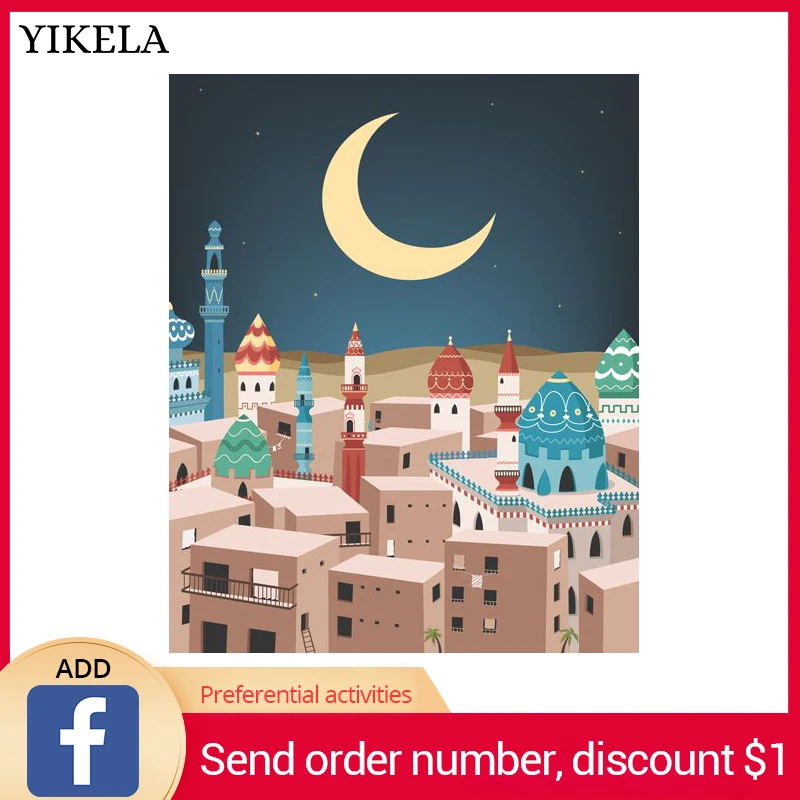 

Full Square DIY 5D Diamond Ramadan Moon Picture Of Rhinestone Mosaic Cartoon Wall Stickers Diamond Embroidery Home Decor Gifts