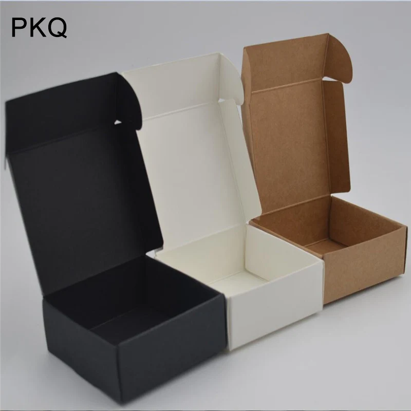 10pcs/lot 4x4x2.5cm Black Kraft Paper Box Wedding Candy Soap Packing Box Square Carton Gift