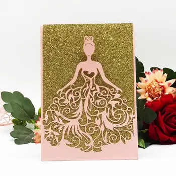 

20pcs/lot Sweet Wedding Invitation Cards Fancy Dress Invitation Cards Sweet Girl Birthday Party Invitation Cards
