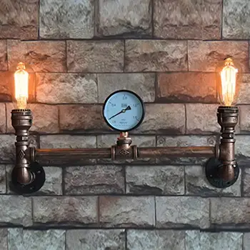 

Vintage Wroguht Iron Water Pipe Wall Lamp Vintage Aisle Sconces Lights Loft Wall Lamps E27 Edison Incandescent Coffee Light Bulb