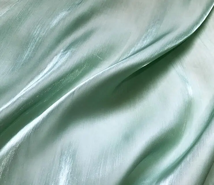 

Green crystal silk pearl satin polyester fabric for dress textiles handmade patch Party Jacquard thick tissu sequin fabric A361