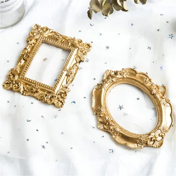 

Vintage Photo Frame Gold Picture Frame Home Decor Retro Photography Props Wedding Pictures Frames Gifts Desk Decoration Ornament