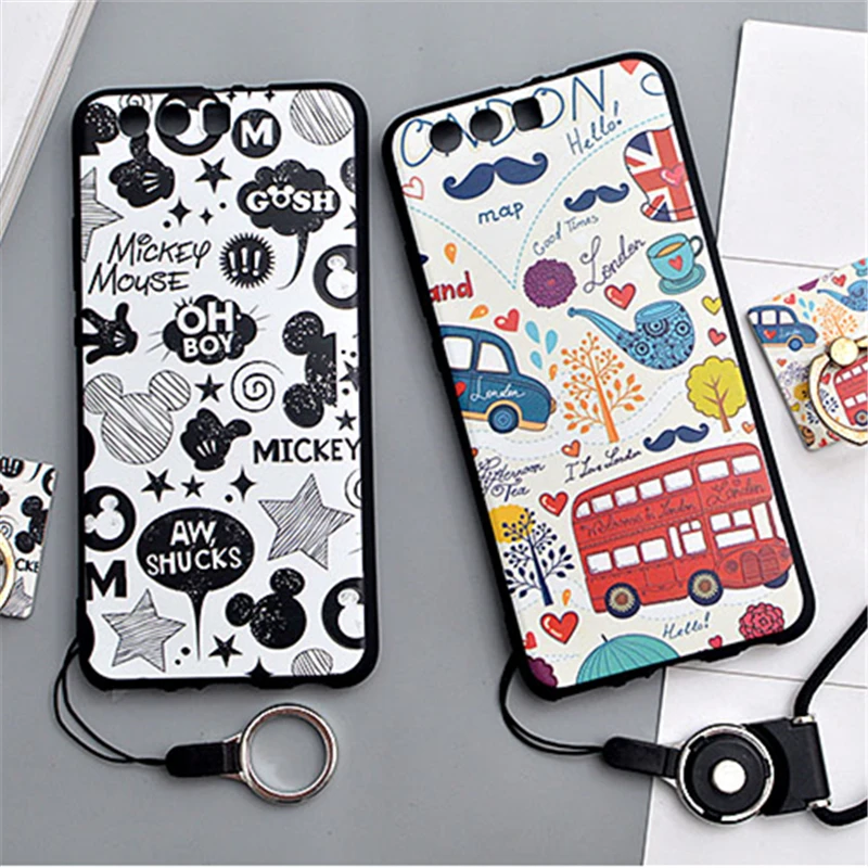 

Huawei P10 Case Cute Animals 3D Relief soft Silicone TPU Phone Back Cover Case For Huawei P10 Plus case Coque with ring holder