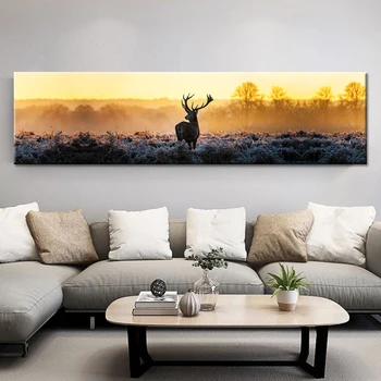 

Modern Home HD Printed Wall Art Poster Frame Pictures Forest Animal Deer Landscape Painting On Canvas Room Decor