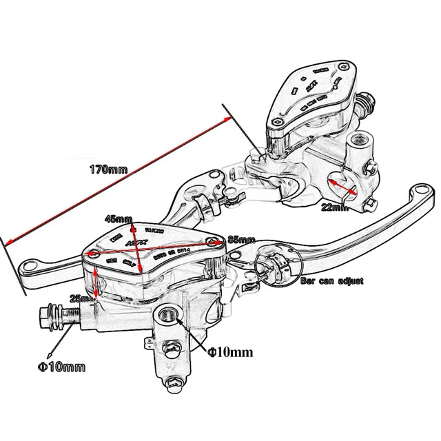 Alavanca ajustável lidar com bomba de freio embreagem hidráulica cilindro mestre da motocicleta corrida universal para yamaha kawasaki freio 2