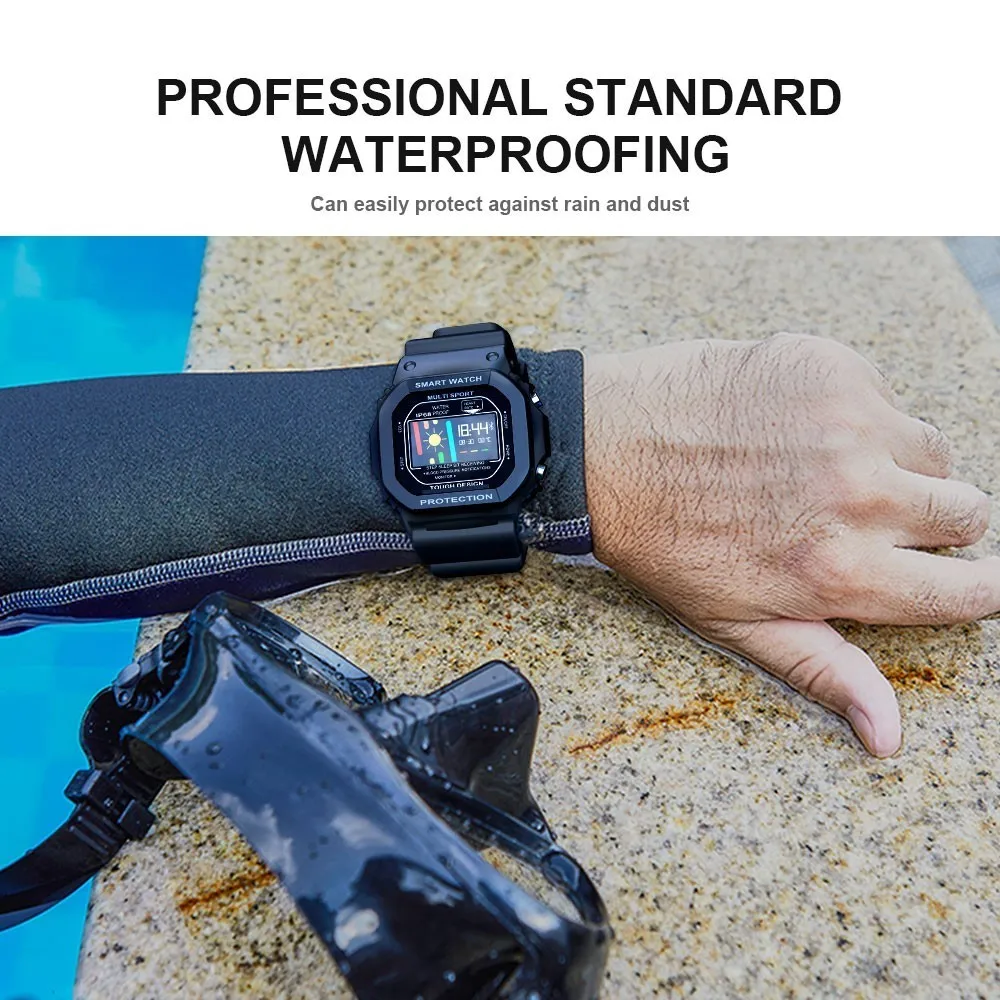 LOKMAT Bluetooth Smart Uhr Frauen Männer IP68 Wasserdichte Farbe Touch Heart Rate Monitor digitale SmartWatch Für Android ios