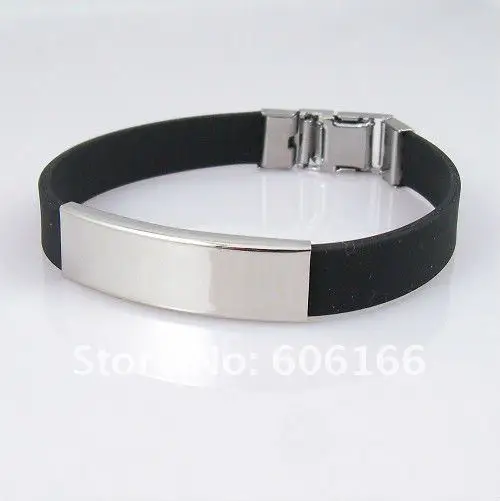 

Wholesale 36pcs/lot Simple Black Silicone Bracelets Stainless Steel Buckle Bracelet