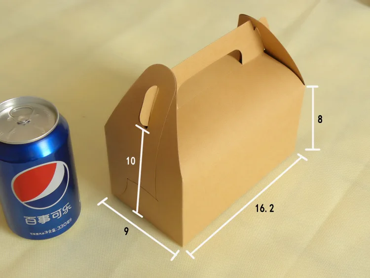50 шт. 16.2*9*8 см коричневый упаковка крафт Бумага мусс коробка с ручкой для конфет \ торт \ Десерт Упаковочные Коробки
