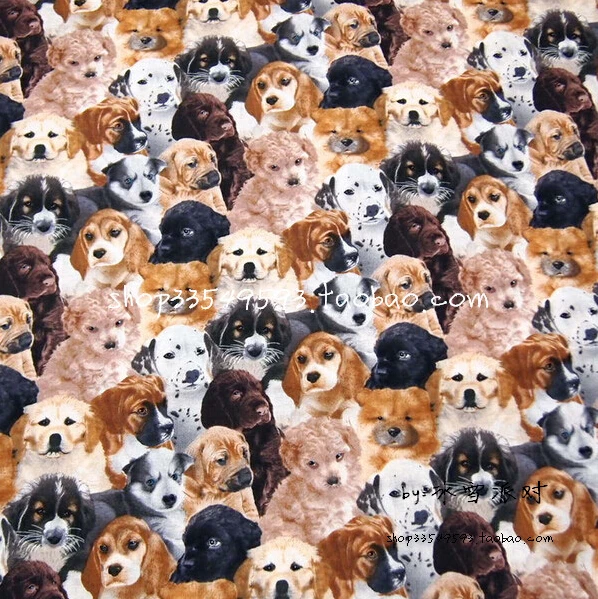 1 yard dogs plain cotton fabric for diy sewing home textiles dog print
