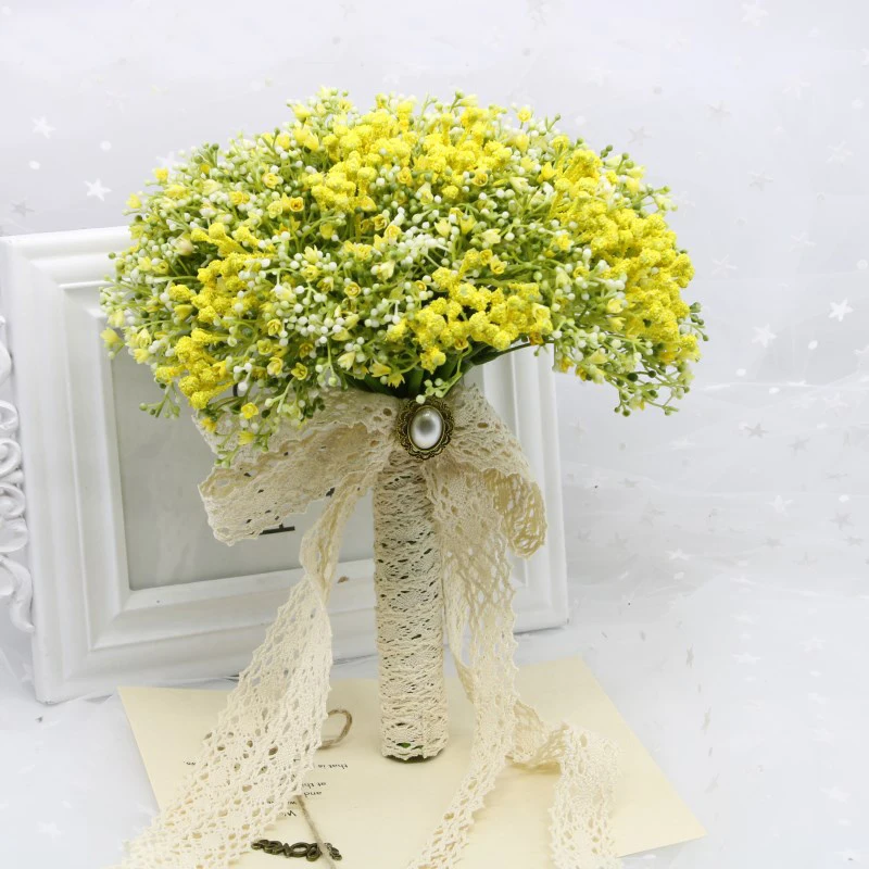 Свадебный гипсофиловый Свадебный букет невесты из пенопласта с розами, кружевной Искусственный Свадебный букет de noiva