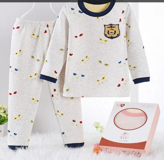 Pijama infantil/комплект одежды, зимняя детская хлопковая флисовая Пижама, пижамы для мальчиков и девочек детская рубашка+ штаны, комплект одежды, пижама - Цвет: Light gray