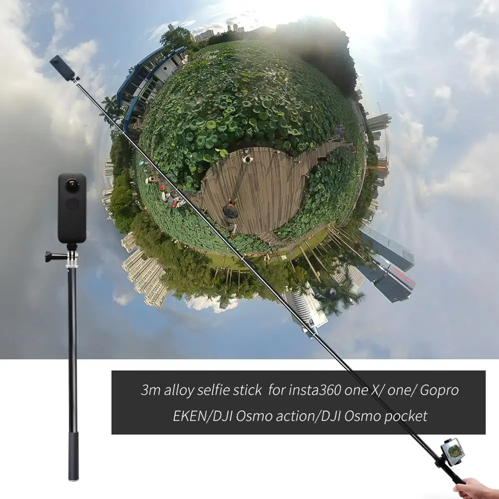 

3m Aluminum pole Super Long Selfie Stick with smartphone holder For insta360 one X/ONE/EVO/GOPRO/EKEN/dji OSMO action/pocket