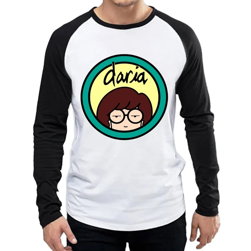 

Long Sleeve Daria T Shirt Fashion Men White Color TV Drama Daria Logo T Shirt Top Tees tshirt Full Sleeve Daria T-shirt