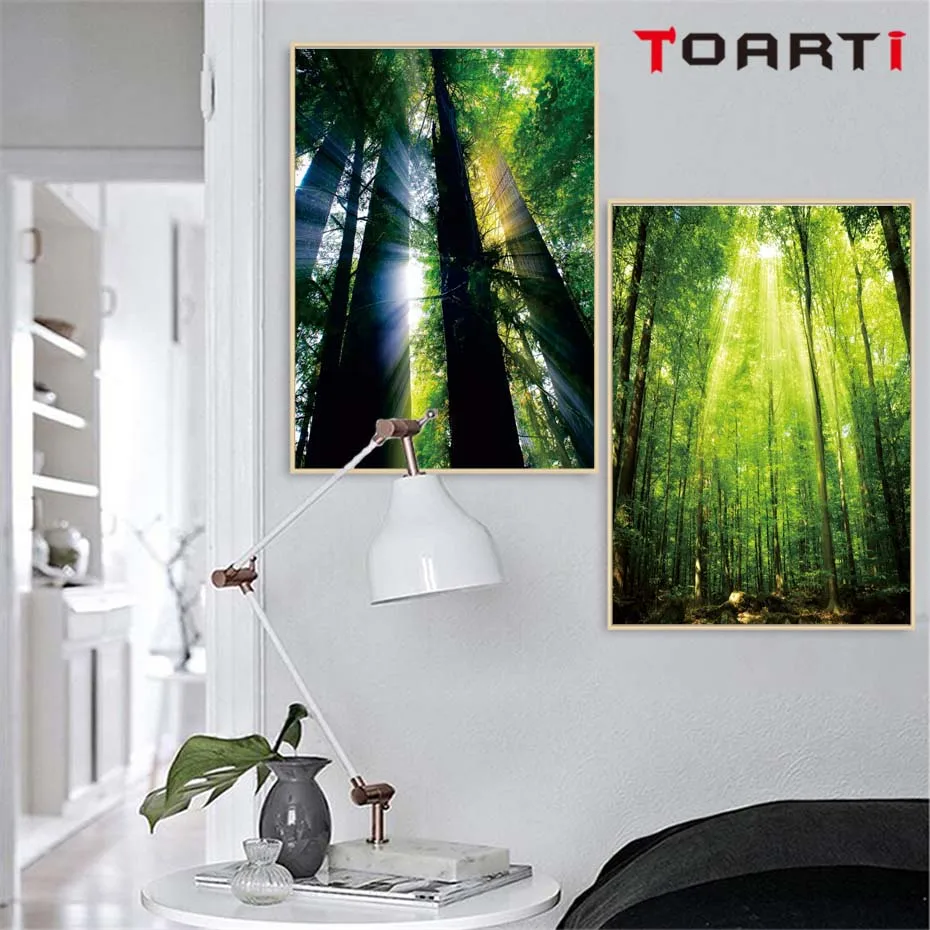 Daylight Forest Landscape Wall Art Scenery Pictures Realistic Canvas Painting Vintage Posters&PrintsLiving Room Home Decor Mural (3)