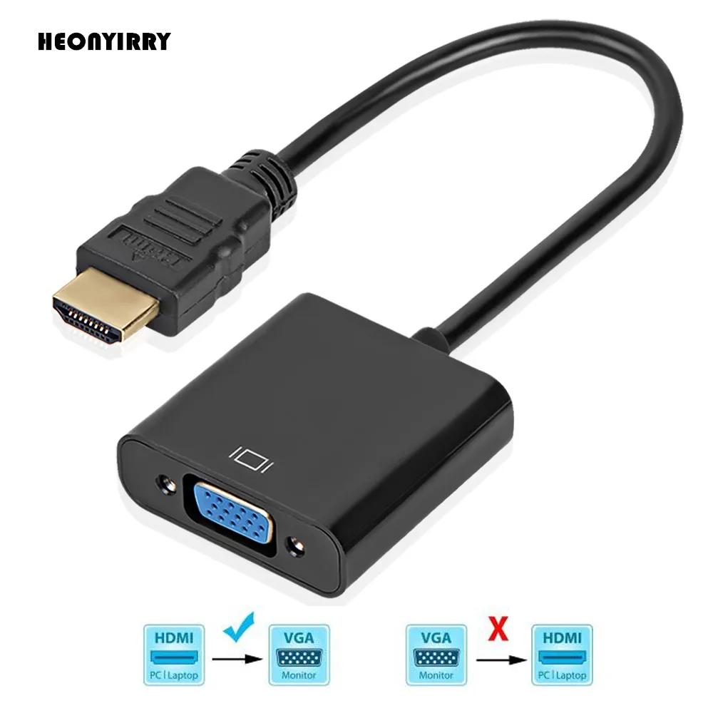 

HDMI to VGA Cable Converter Male To Famale Converter Adapter 1080P Digital to Analog Video Audio For PC Laptop Tablet