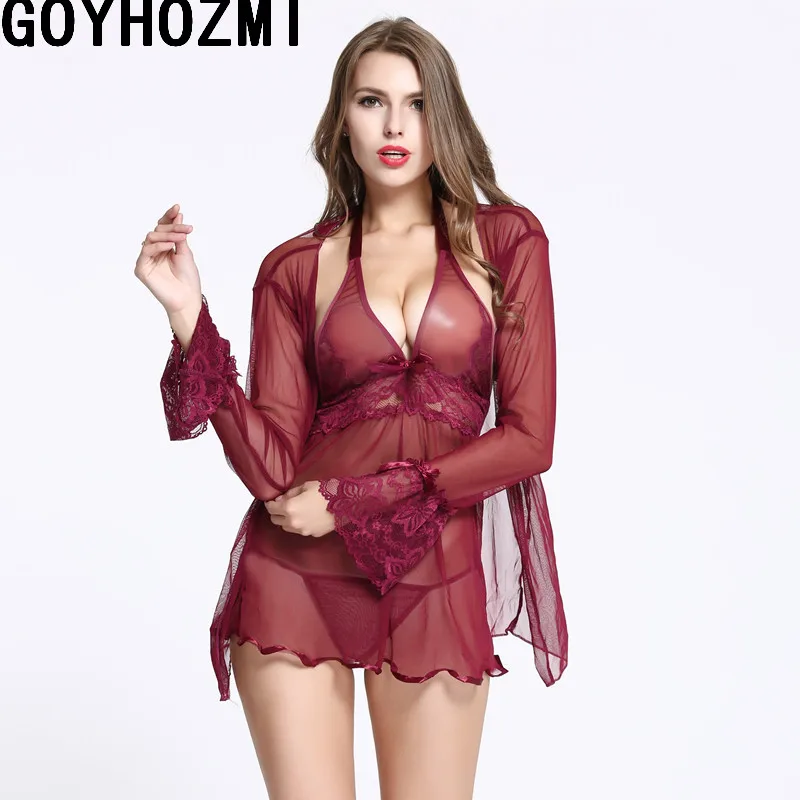 Комплект женского прозрачного нижнего белья на бретельках|gown set|robe gown setrobe set |