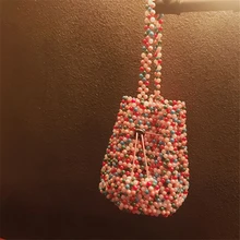 Сумки-мешки с бусинами Модные женские вечерние сумки розовые прозрачные женские сумки через плечо тканевые женские сумки