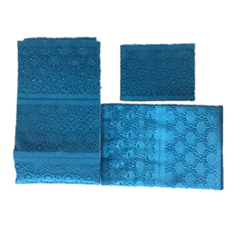 

BlackWin 3 Pcs Set with beaded Aso-Oke African Headtie,African Aso Oke Headtie blue For Head Wraps for women-J5