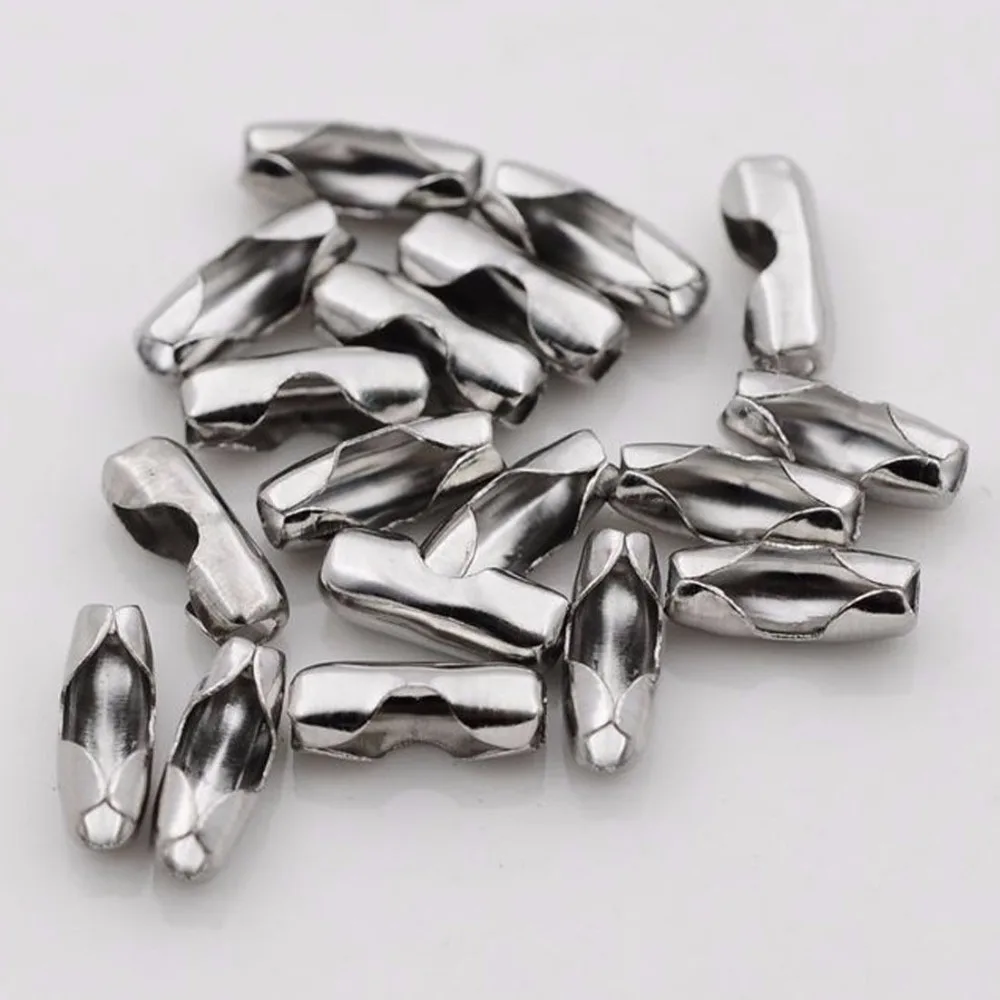 

100PCs 1.5/2/3.2/4/6/8/10/12mm Stainless Steel Silver Color Ball Chain Connector Clasps End Beads Crimp DIY Jewelry Accessories