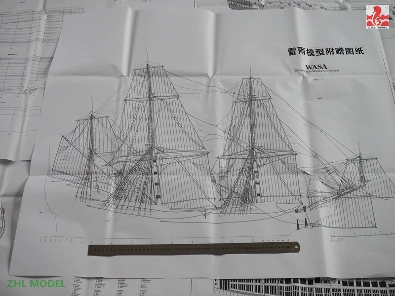 ZHL шведский военный корабль васы wscale 1/78 резьба штук дерево груши деревянная модель корабля комплекты