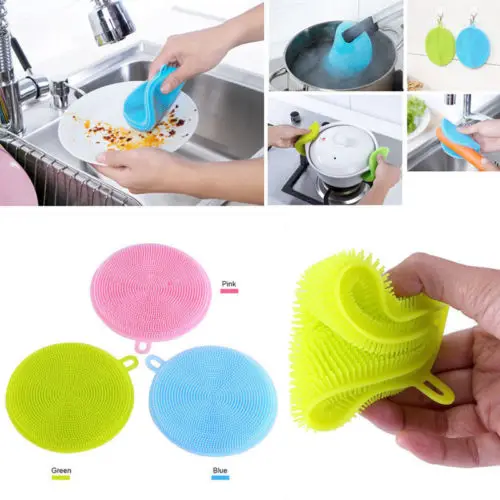 

Silicone Kitchen Cooking Cleaner Tool Pot Bowl Dish Washing Cleaning Brush