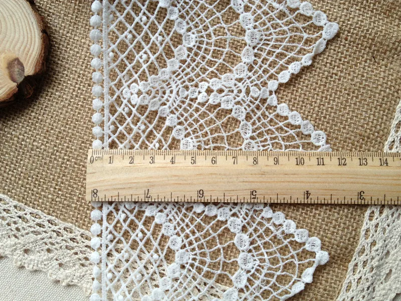1m dentelle au crochet blanc coton 7P 35mm 