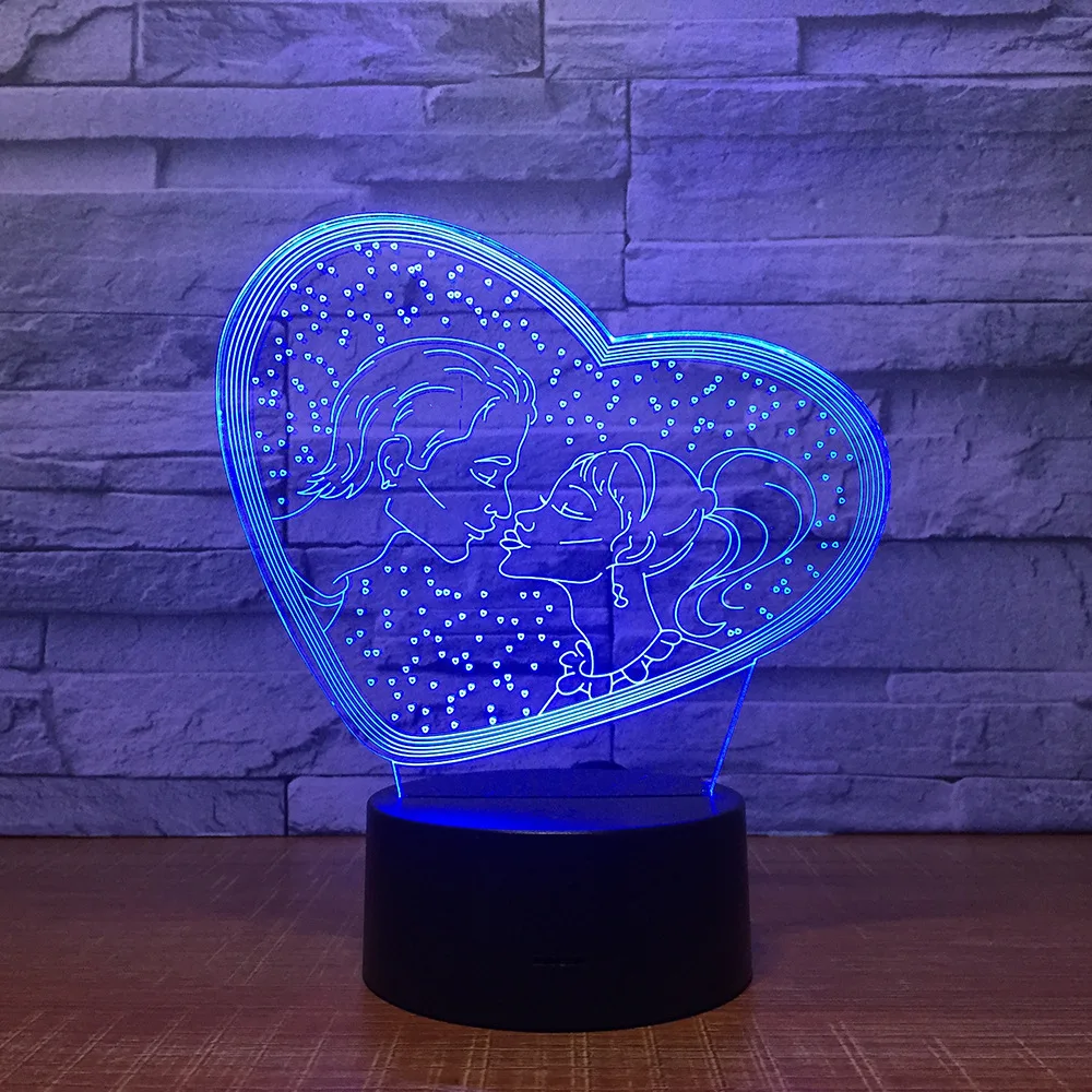 3D светодиодная USB лампа I LOVE YOU Sweet Lover Heart романтический декоративный Красочный