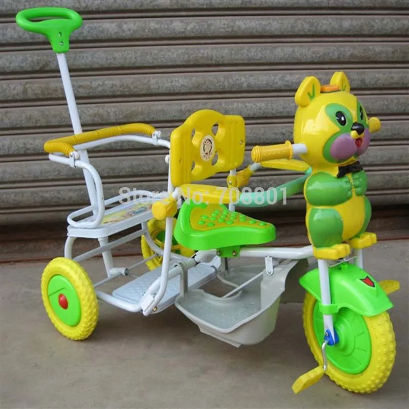 Children Tandem Music Tricycle Kids Bike Double Seat Music Twins