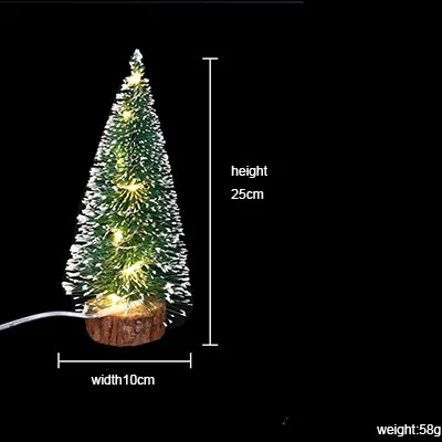 DIY Мини Рождественская елка настольное украшение фетровая Рождественская елка зеленый иней боковая полоса светодиодный светильник рождественские украшения - Цвет: green 25cm