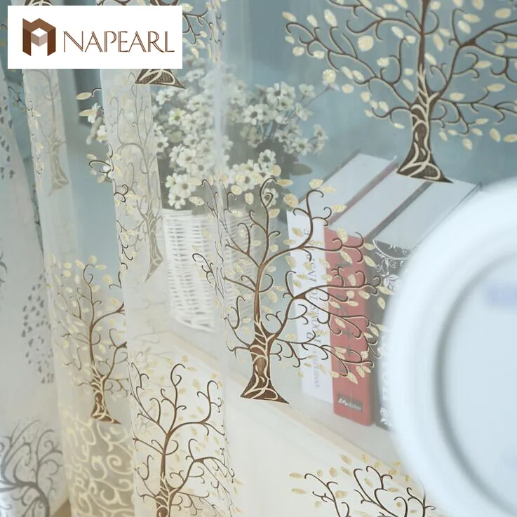 

NAPEARL Pachira chinese style quality jacquard window screen curtain luxury piaochuang window screening