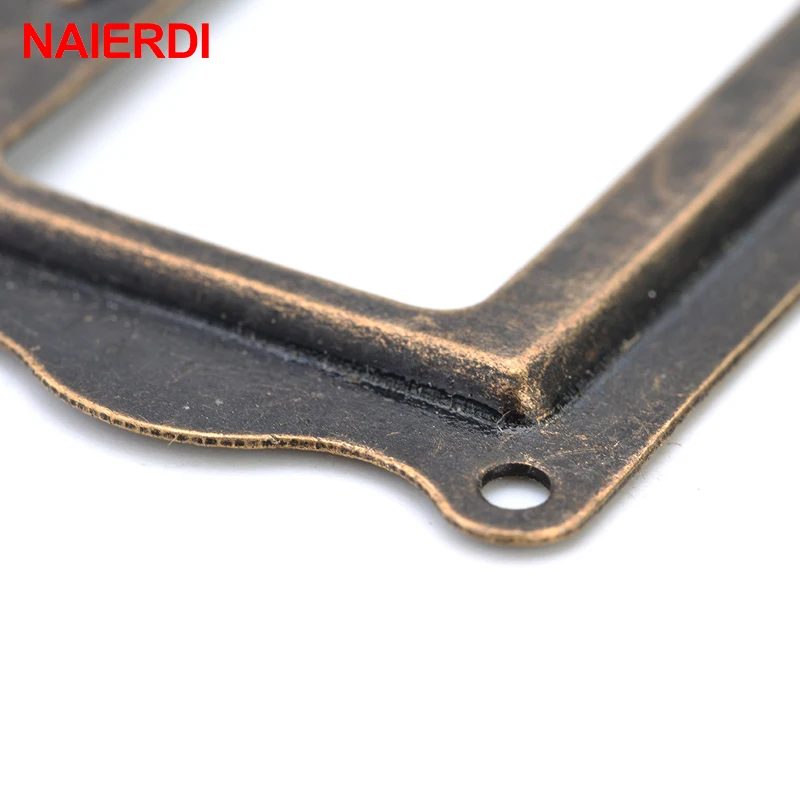 10pcs NAIERDI Antique Brass Handle 64*32mm Label Pull Frame Name Card Holder Cabinet Drawer Box Case Knob For Furniture Hardware