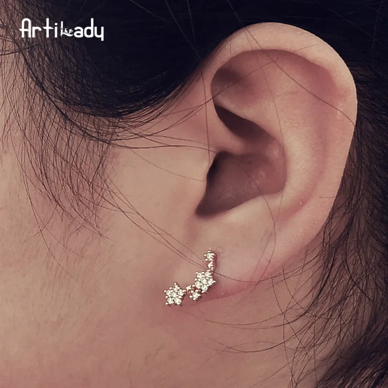 minimalist climber earrings