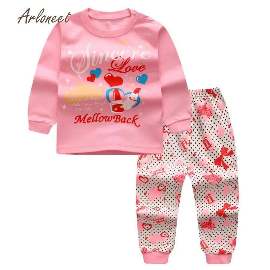 ARLONEET Children's Sets children clothes cute boys clothes Cartoon girls clothes sets Print Hoodie Tops Shirt+Pants Outfits