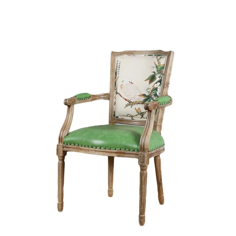 Луи мода кофе стул американская мебель для столовой французский европейский обеденный вышивка цветок птица квадратный задний подлокотник